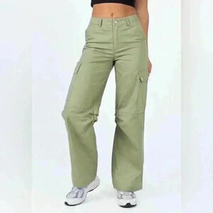 Princess Polly‎ MID RISE CARGO PANTS GREEN 100% cotton Size 2